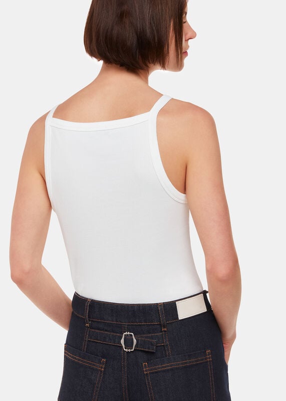 White Straight Neck Vest