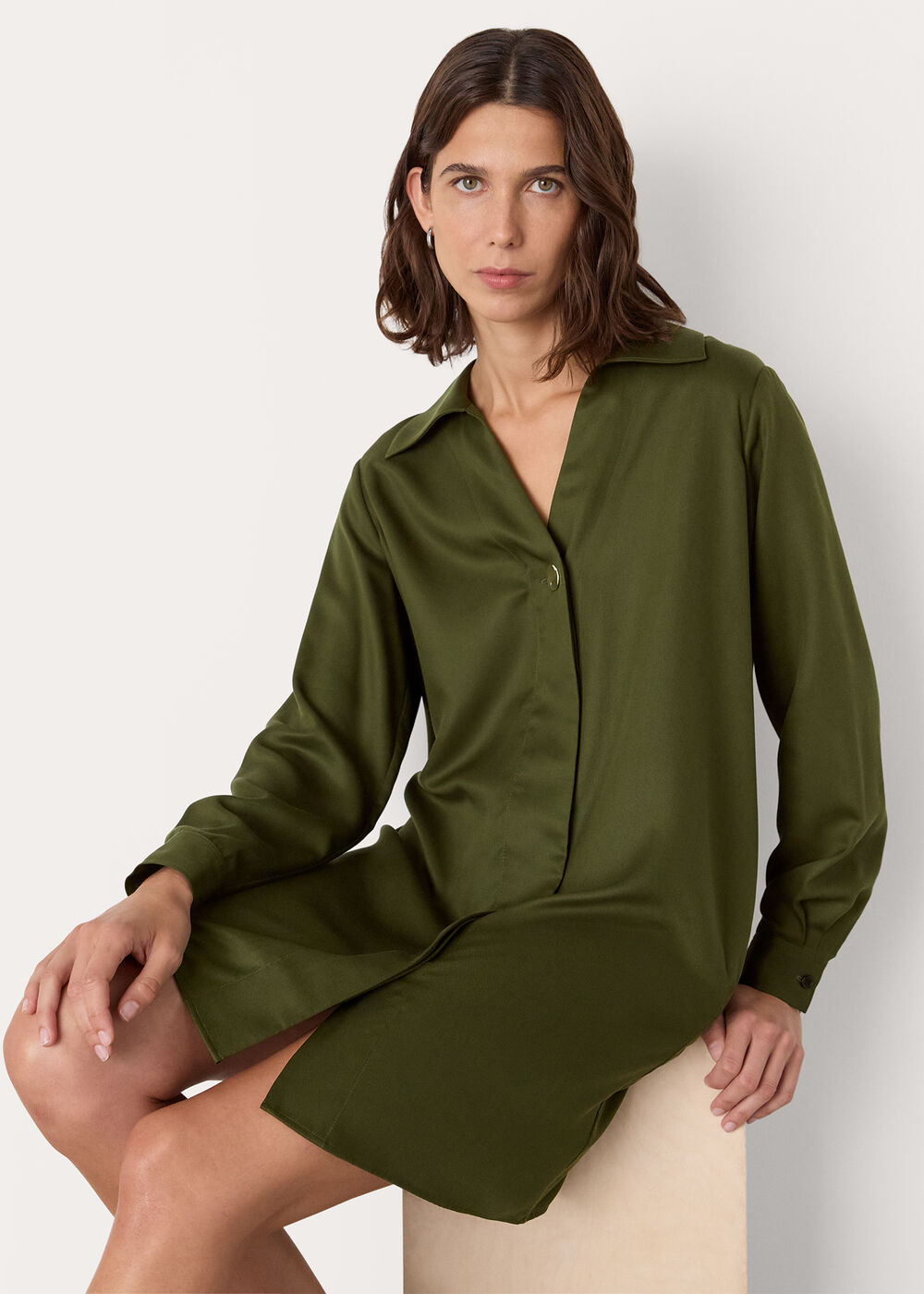 Collared Button Short Dress