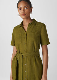 Bella Linen Shirt Dress Khaki