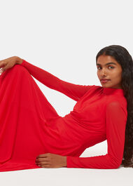 Petite Arabella Ruched Mesh Dress