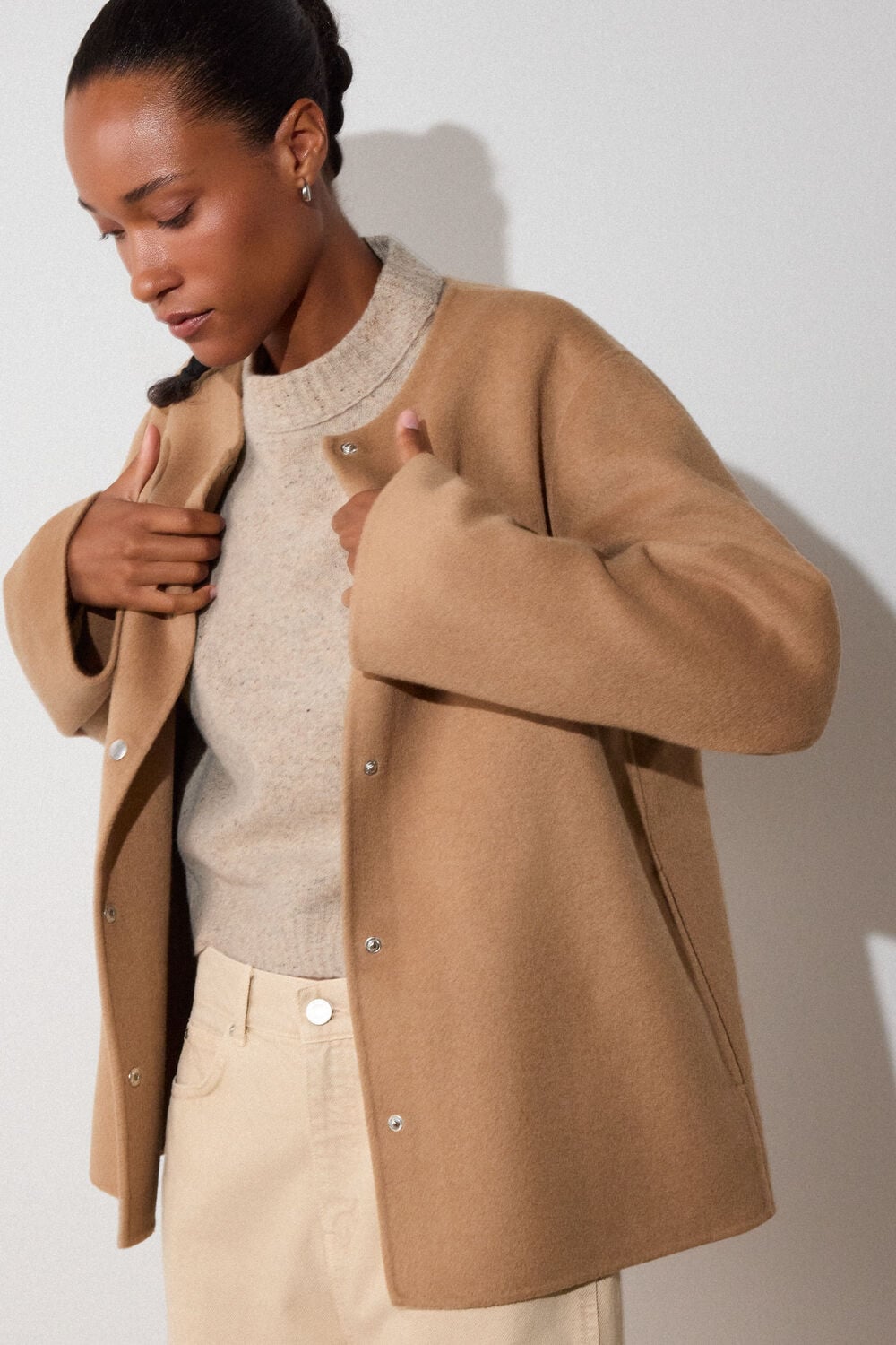 Camel Double Faced Scarf Coat