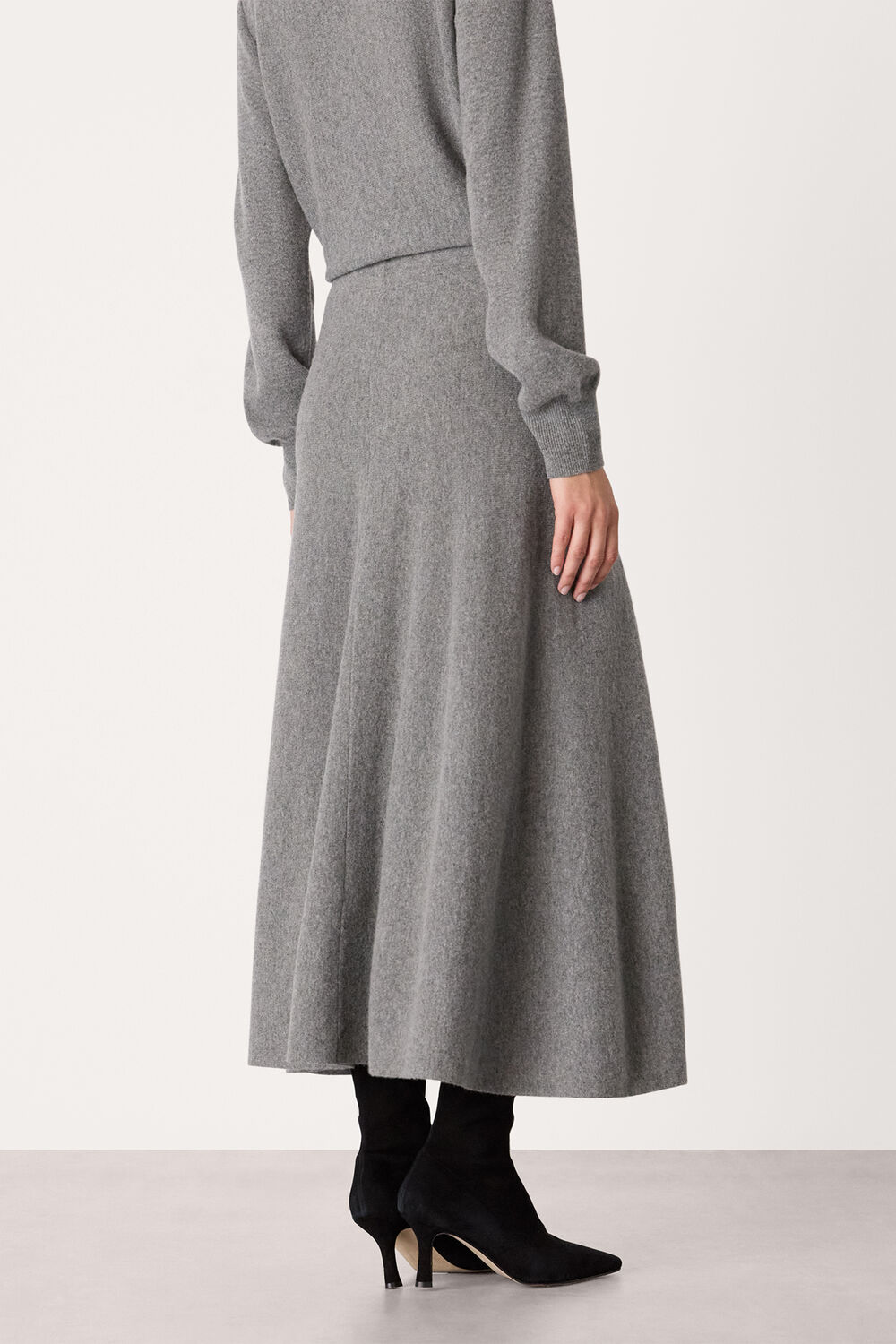 Grey Knitted Midi Skirt