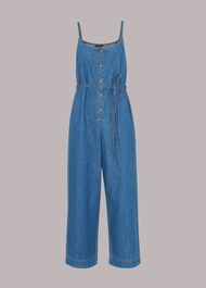 Strappy Button Denim Jumpsuit