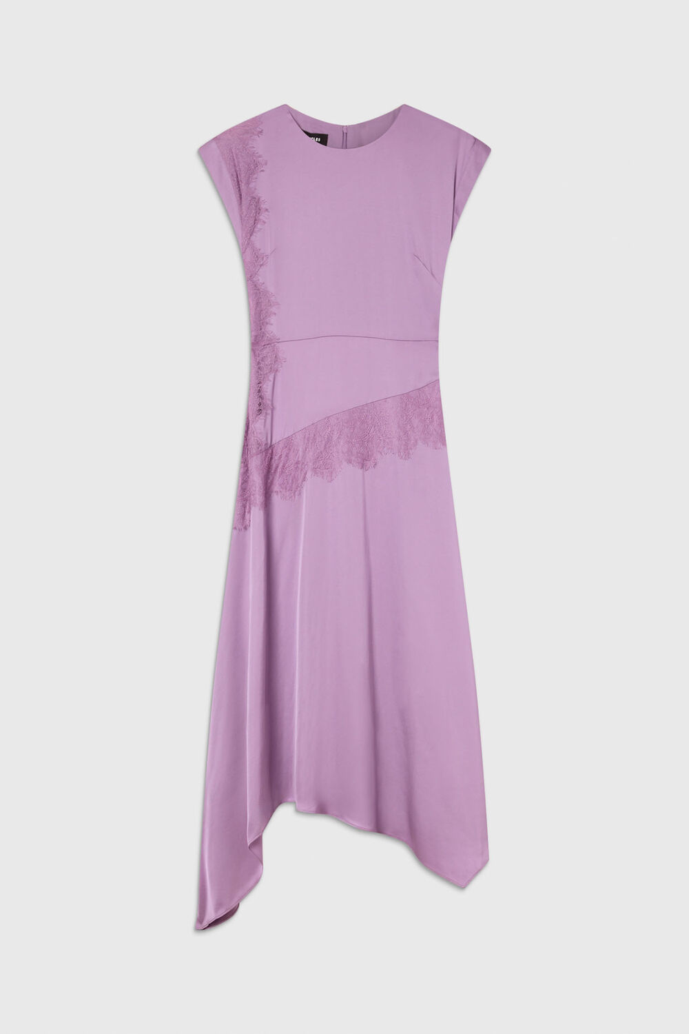 Lilac Lace Insert Asymmetric Dress
