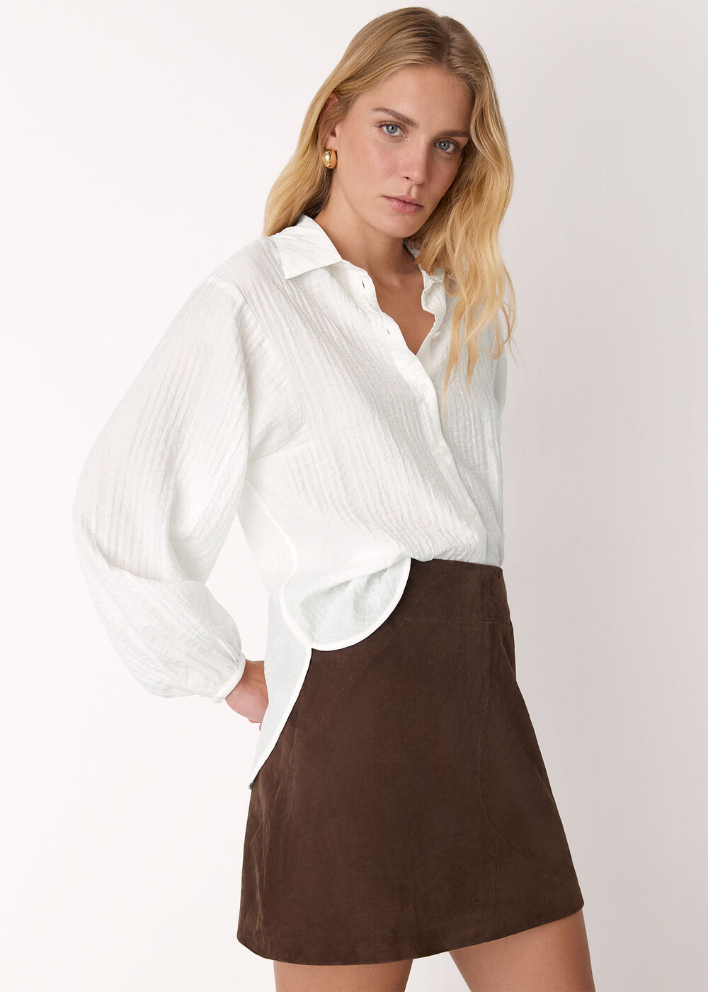Textured Relaxed Viscose Shirt