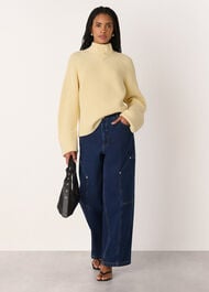 Rib Cable High Neck Jumper