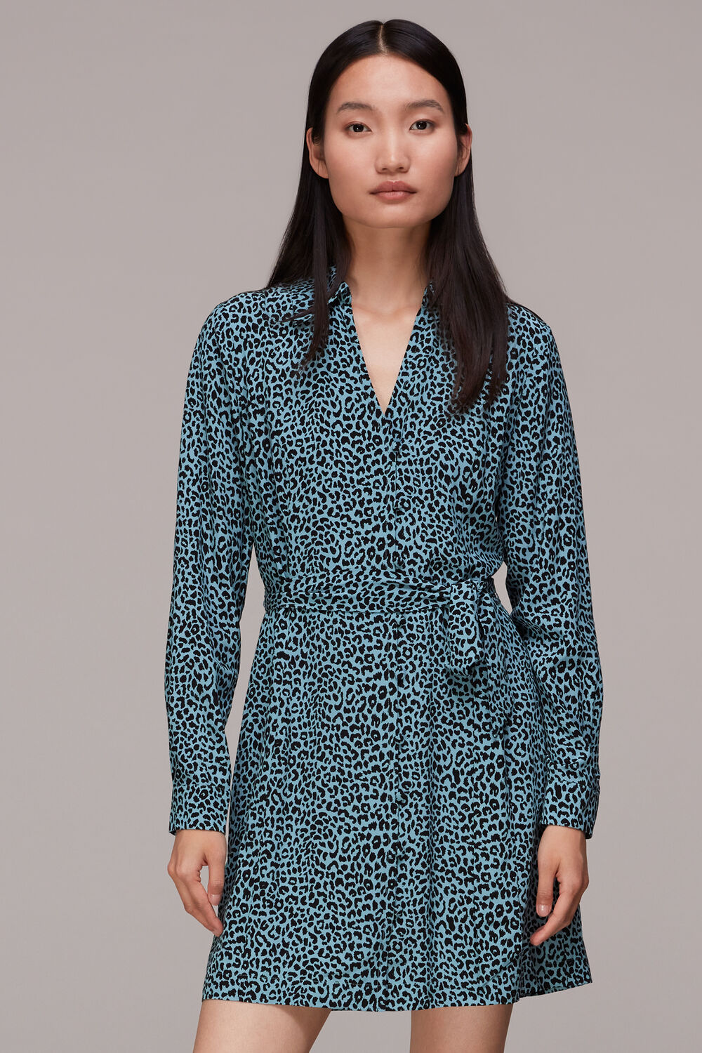 Contrast Leopard Belted Dress
