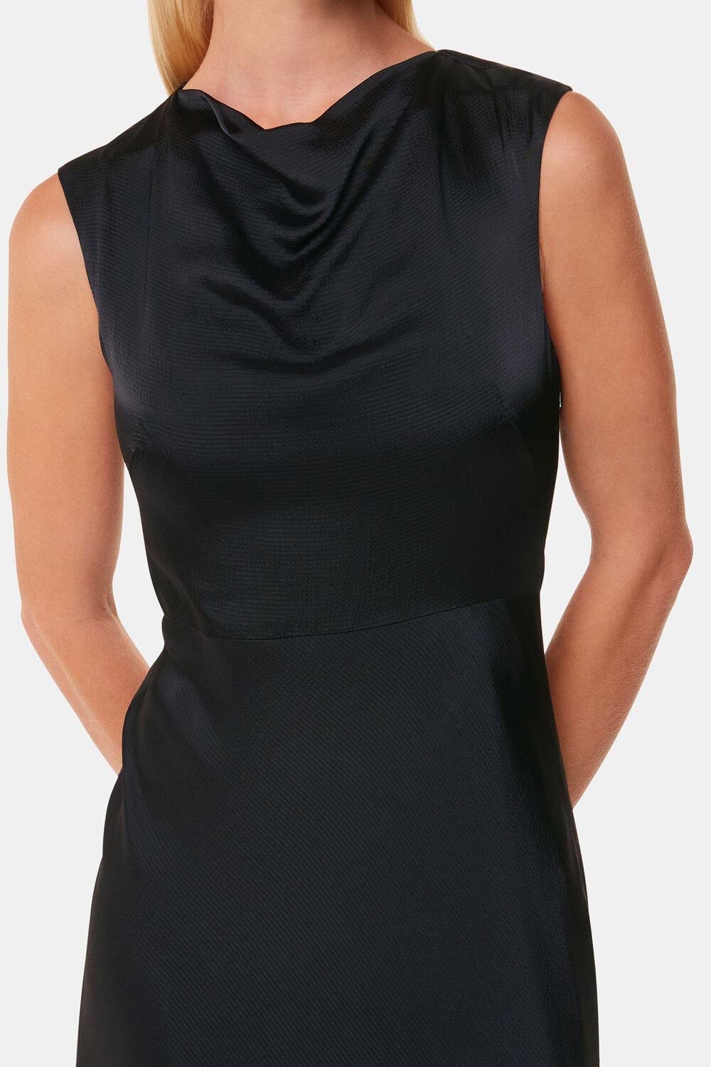 Black Cowl Neck Satin Maxi Dress