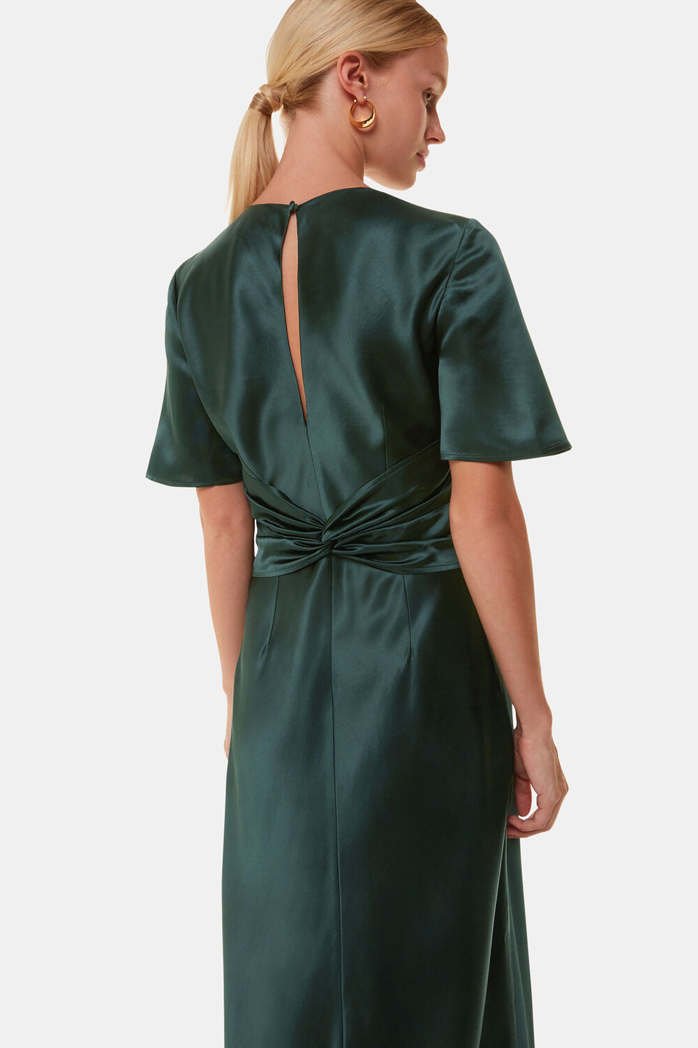 Dark Green Avery Satin Twist Dress