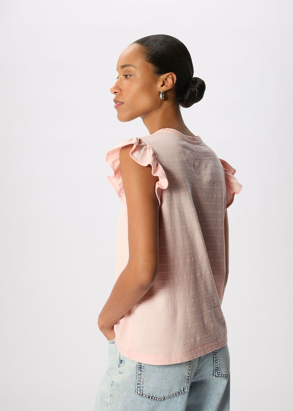 Frill Sleeve Broderie Tee