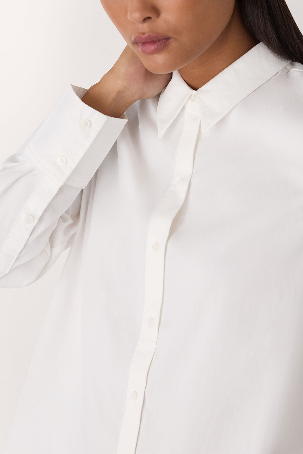 White Petite Boxy Cotton Shirt