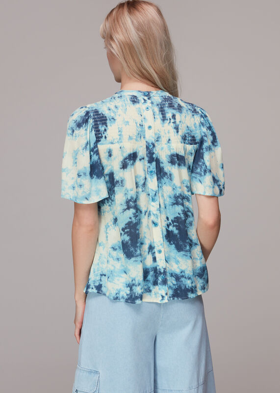 Blue Tie Dye Textured Blouse