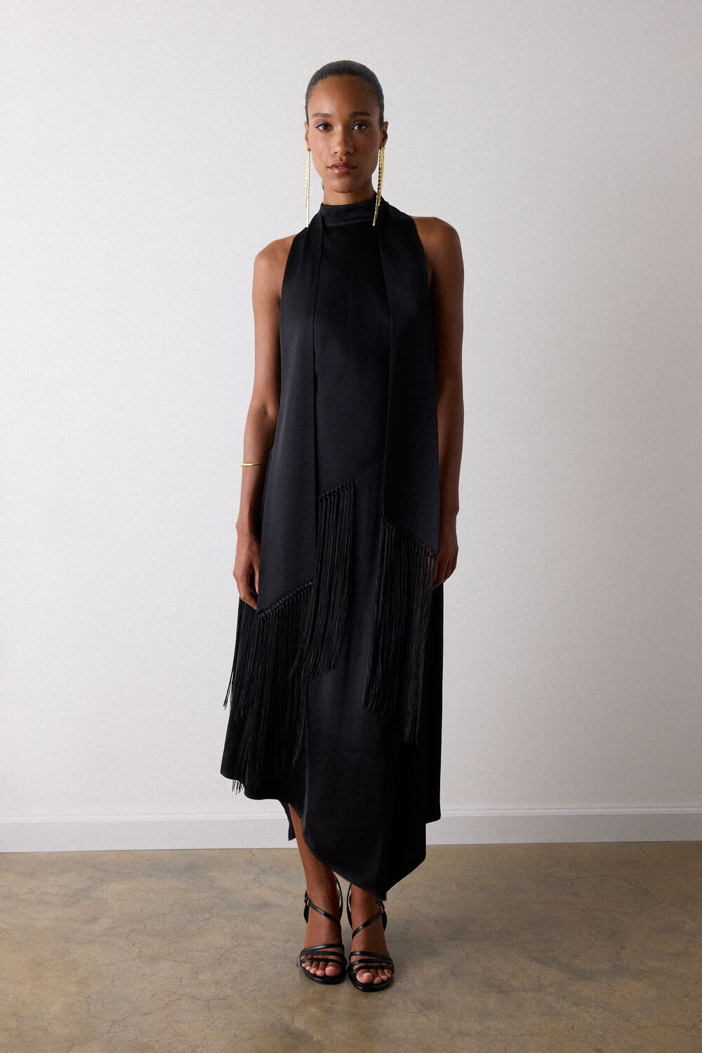Fringed Scarf Detail Dress