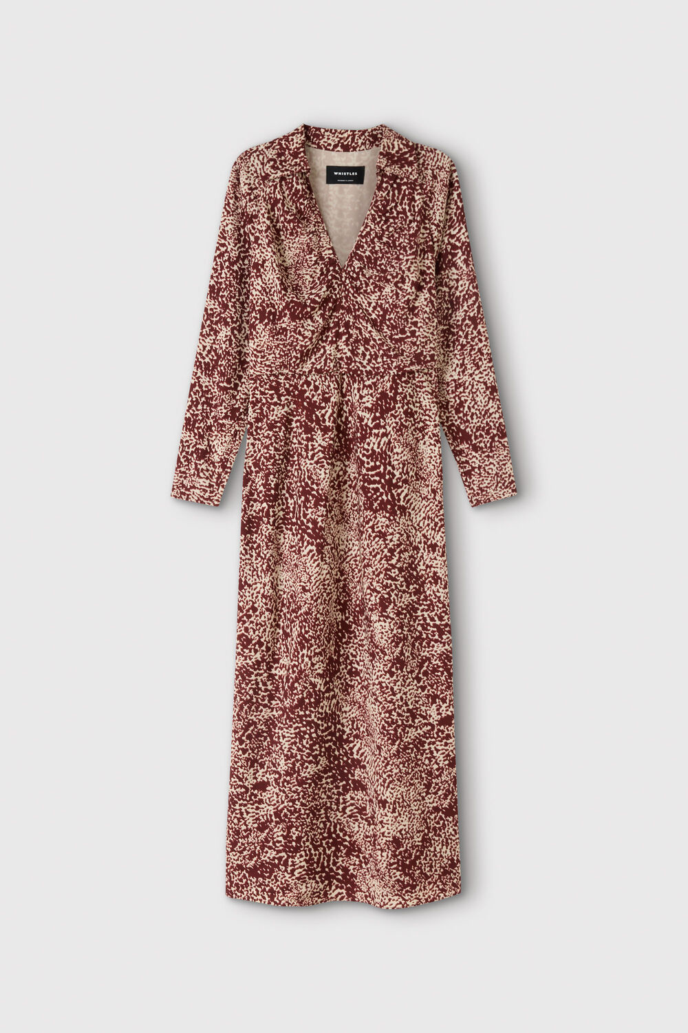 Burgundy Feathered Animal Shirt Dress
