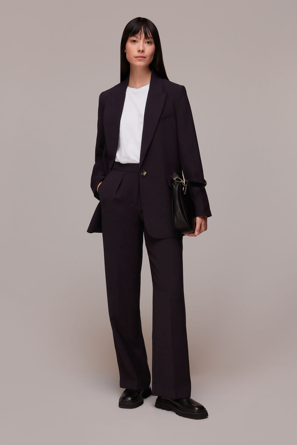 Aubergine Crepe Relaxed Boyfriend Blazer