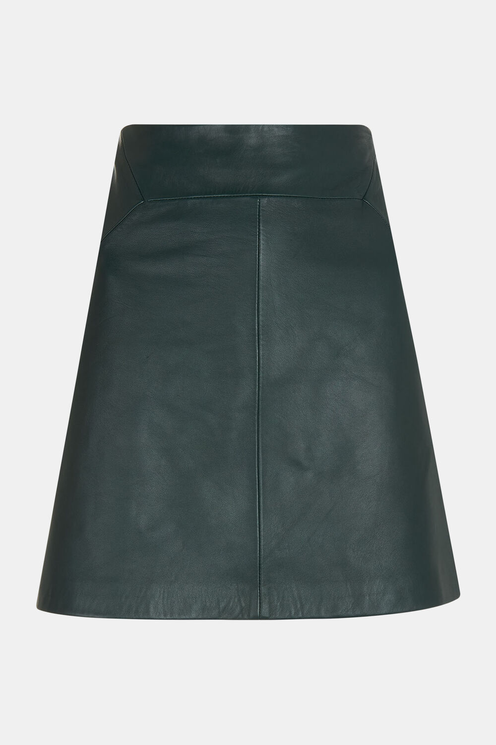 Dark Green Leather A line Skirt