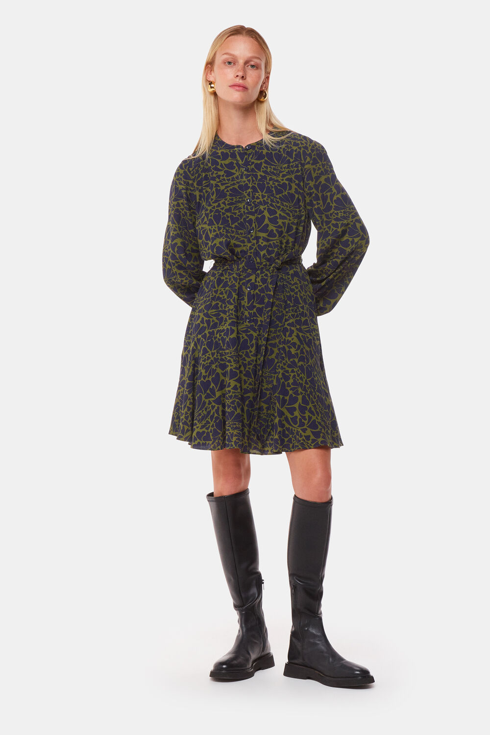 Green Abstract Petal Flippy Dress