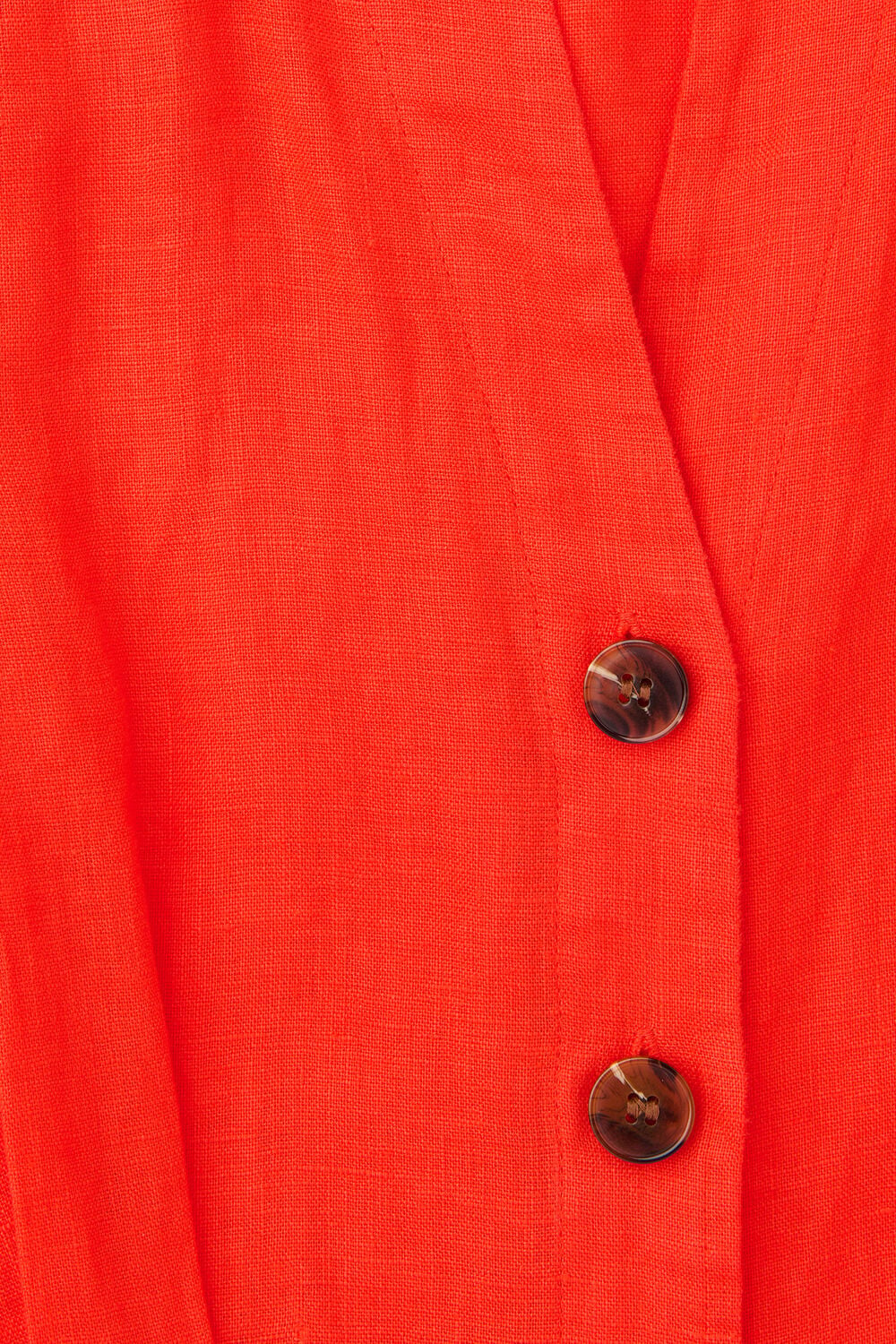 Red Linen Button Jumpsuit