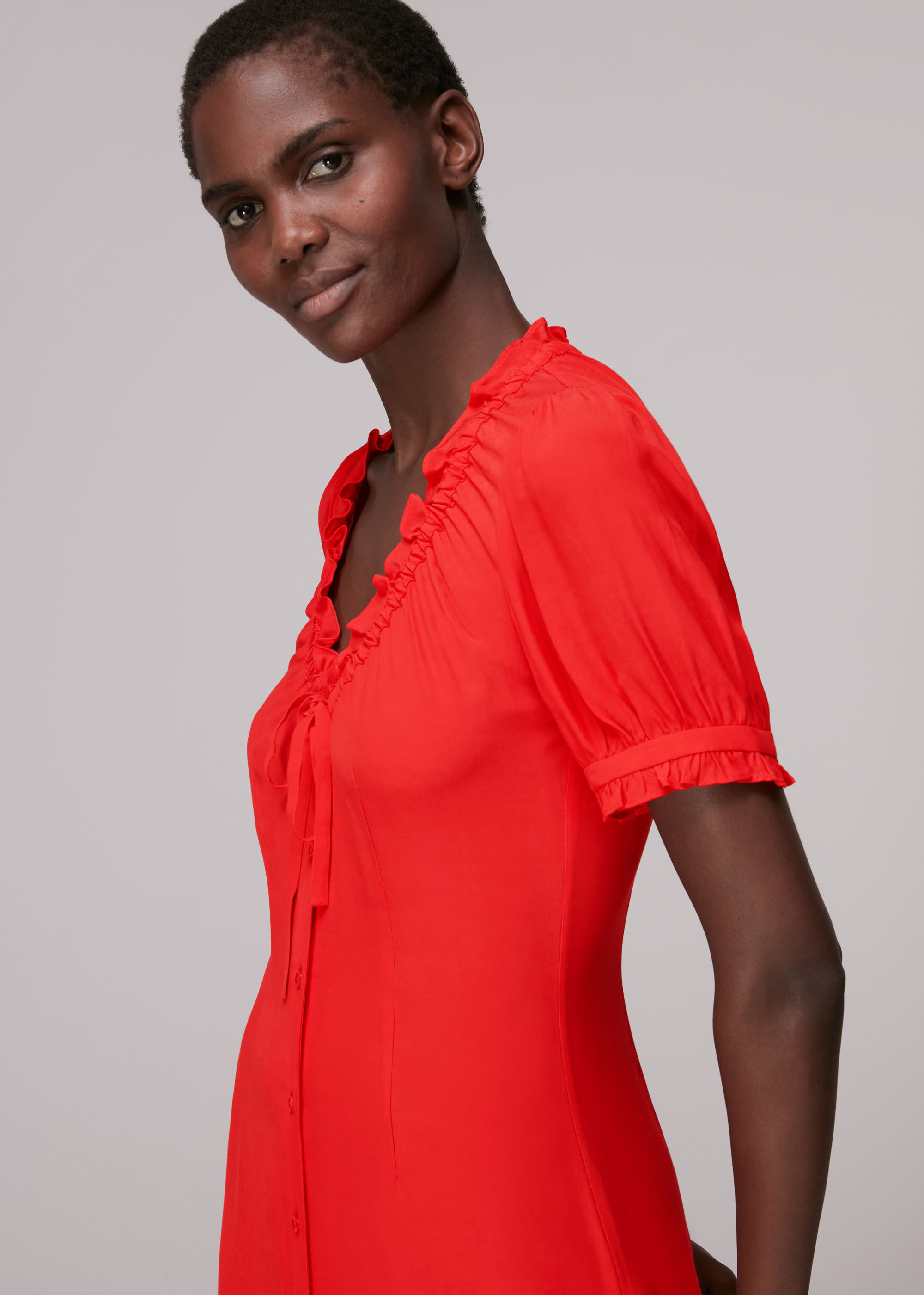 ワンピース ALEXANDRE VAUTHIER WOMEN Drape-detail Midi Dress Daring Red ALEXANDRE VAUTHIER WOMEN Drape-detail Midi Dress Daring Red