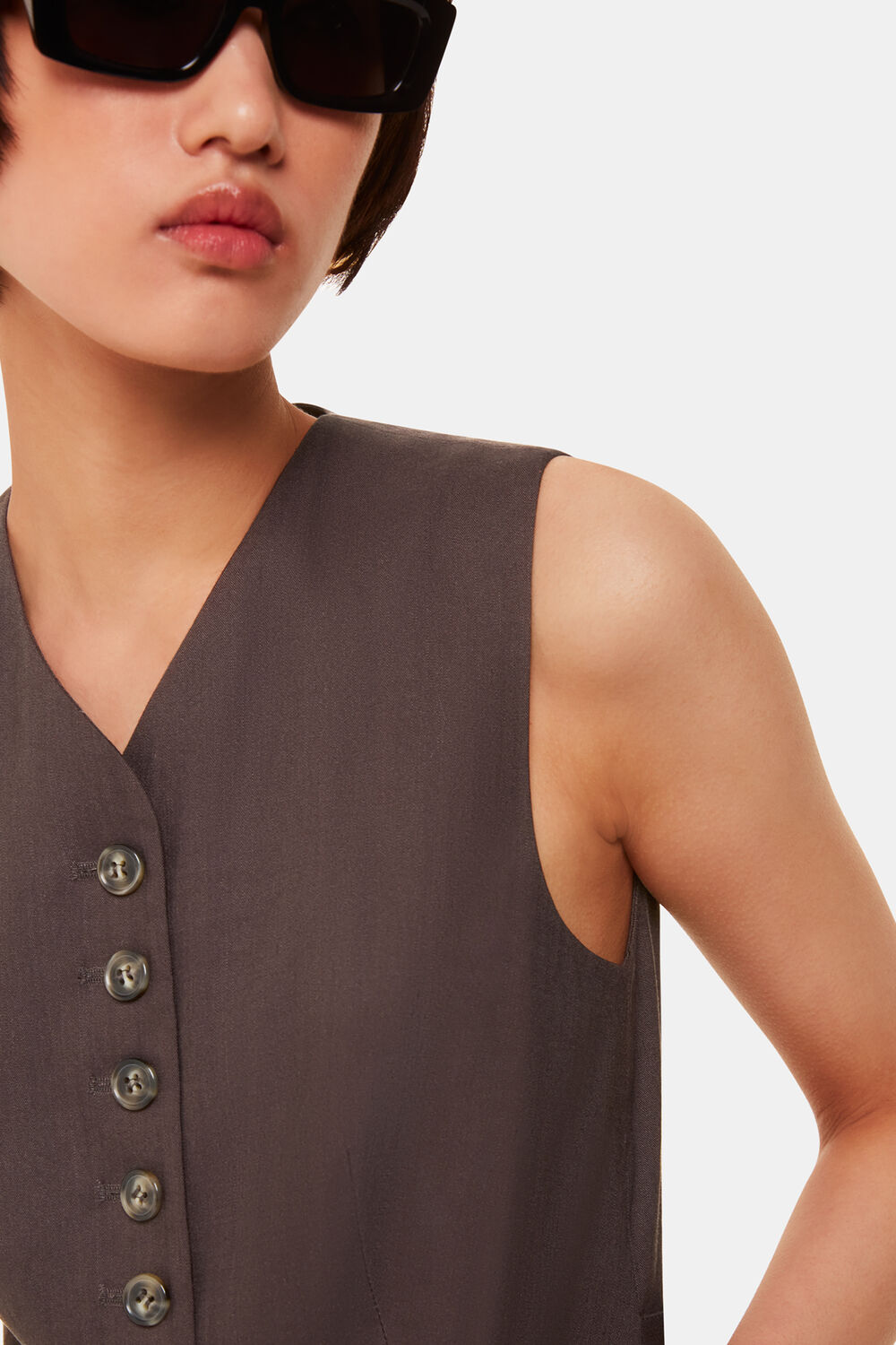 Dark Grey Mila Linen Blend Waistcoat