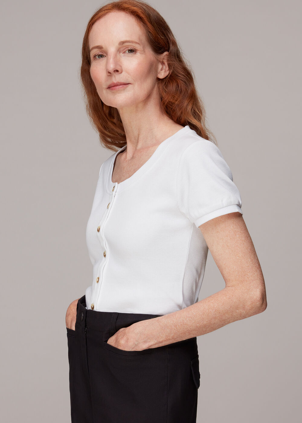 Bella Ribbed Button Up Tee