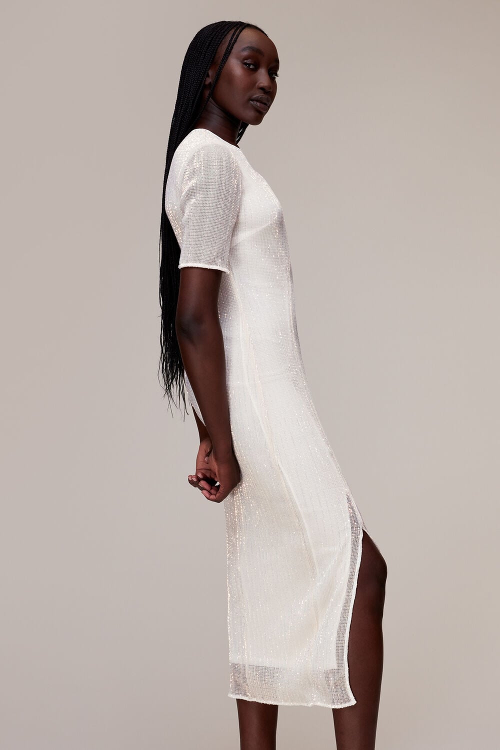 Keyhole Sequin Midi Dress