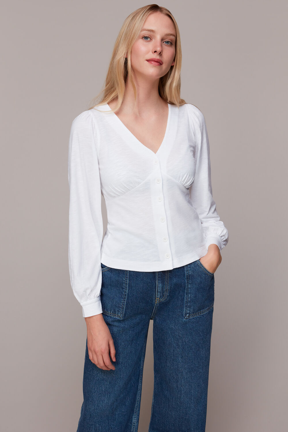 Amber V neck Button Top
