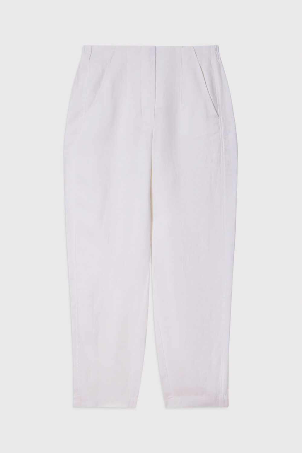 White Linen Barrel Leg Trouser
