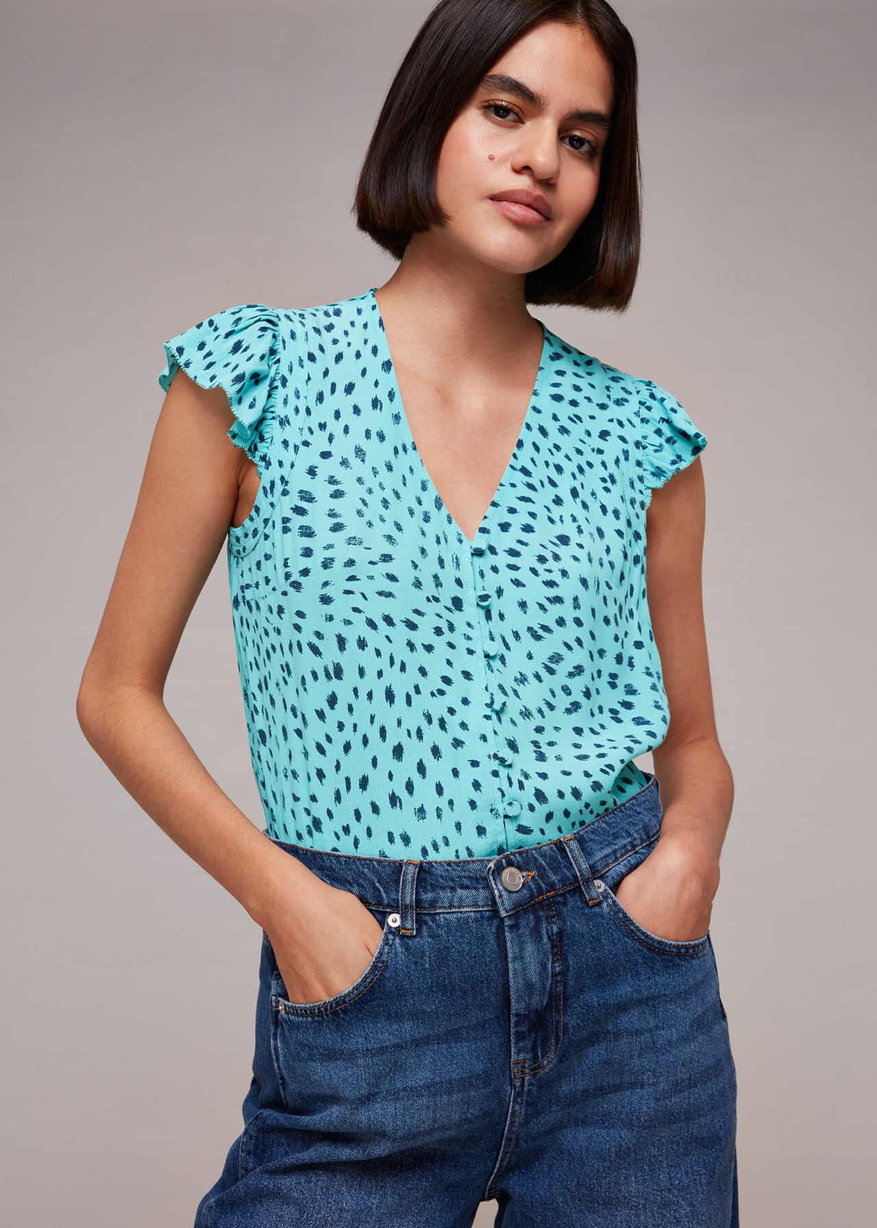 Speckled Spot Frill Top