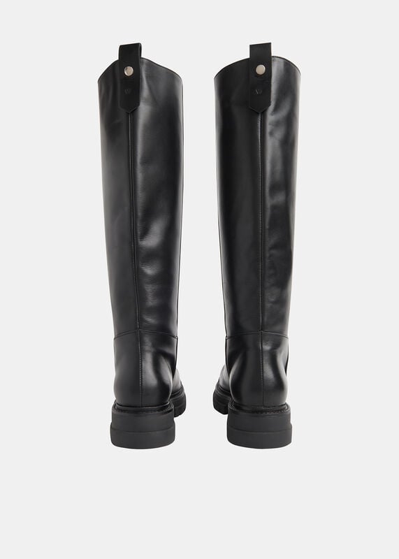 Black Maceo Lug Sole Knee High Boot