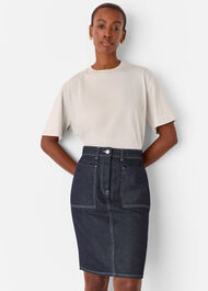 Contrast Stitch Midi Skirt