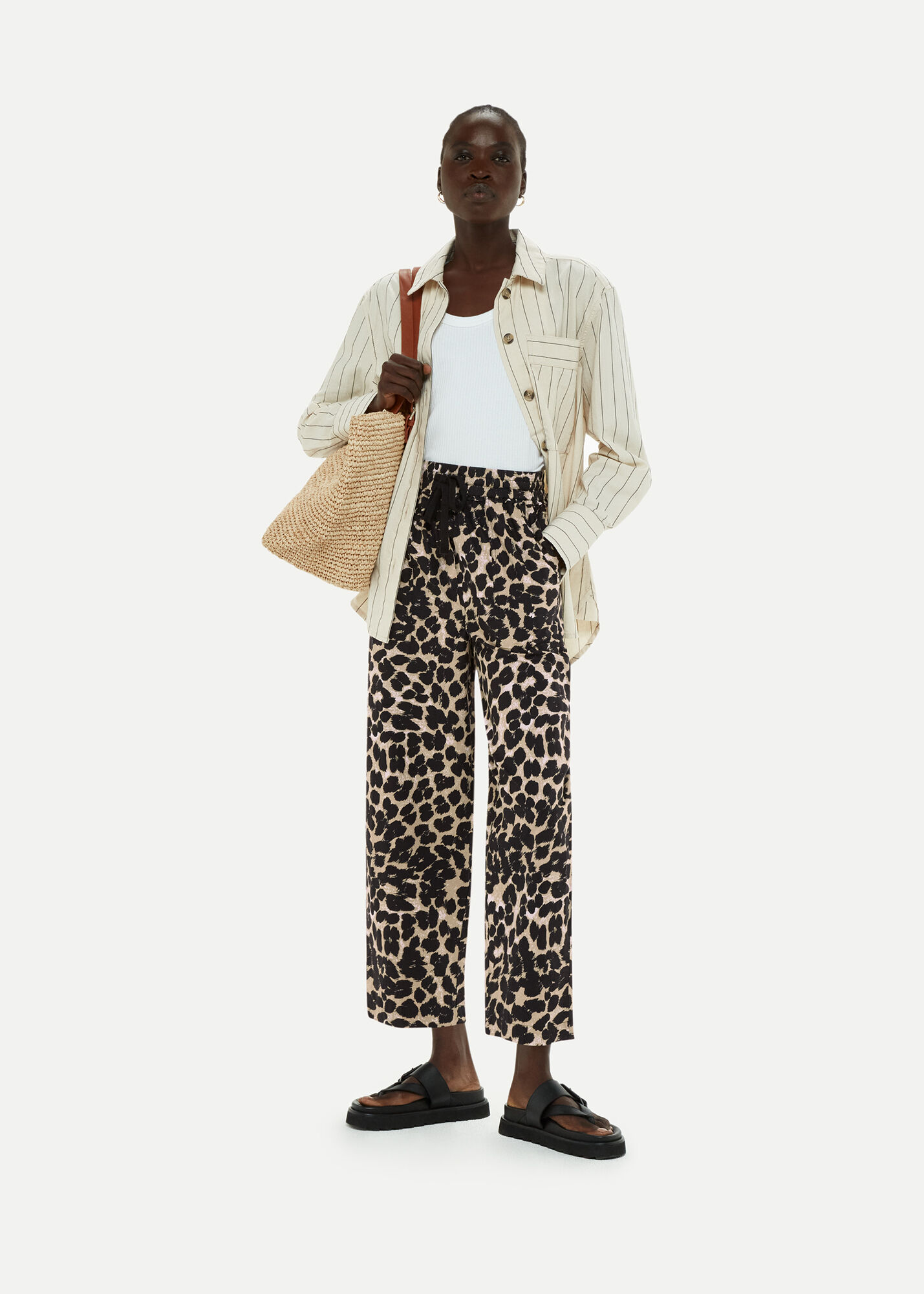 leopard print baggy trousers