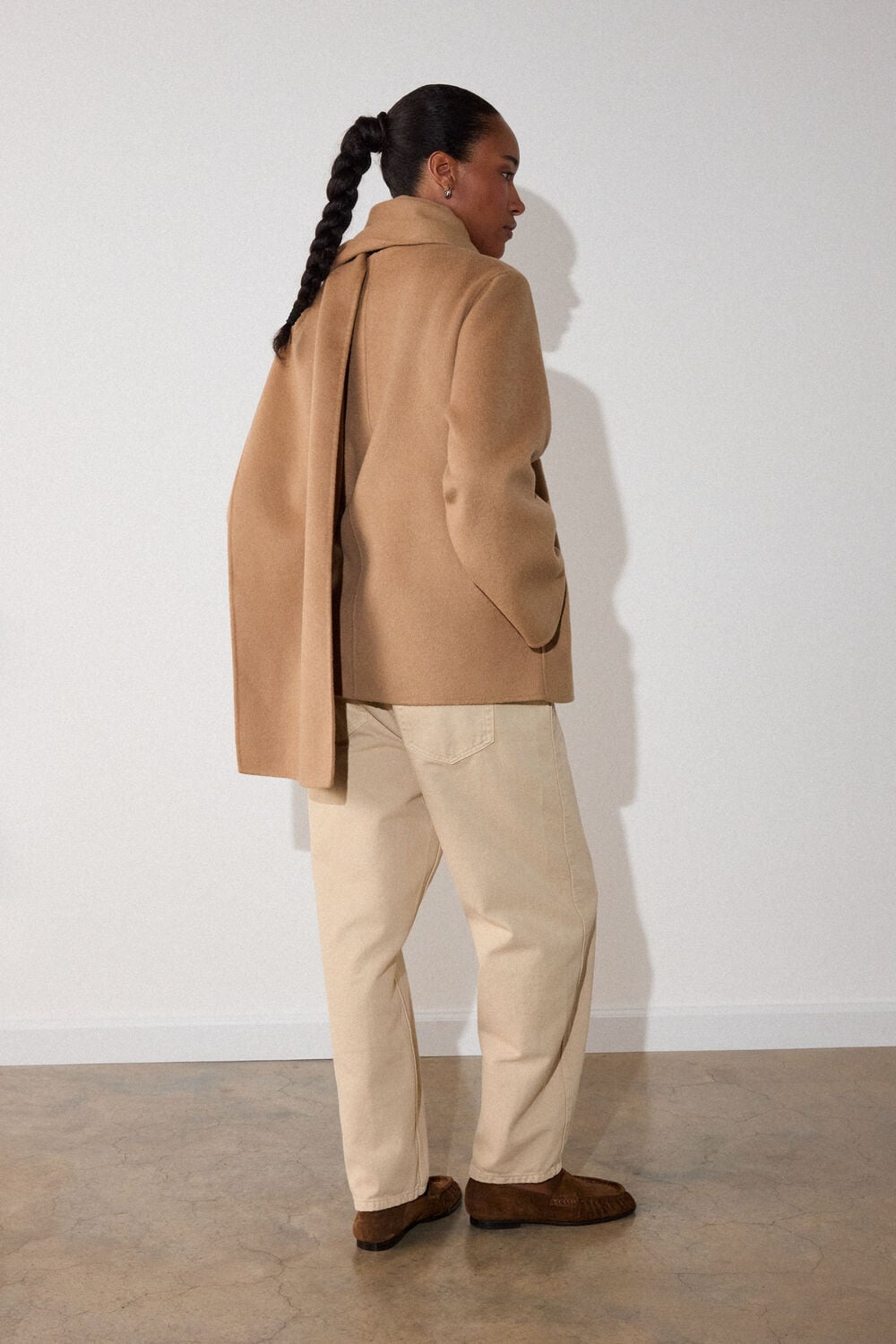 Camel Double Faced Scarf Coat