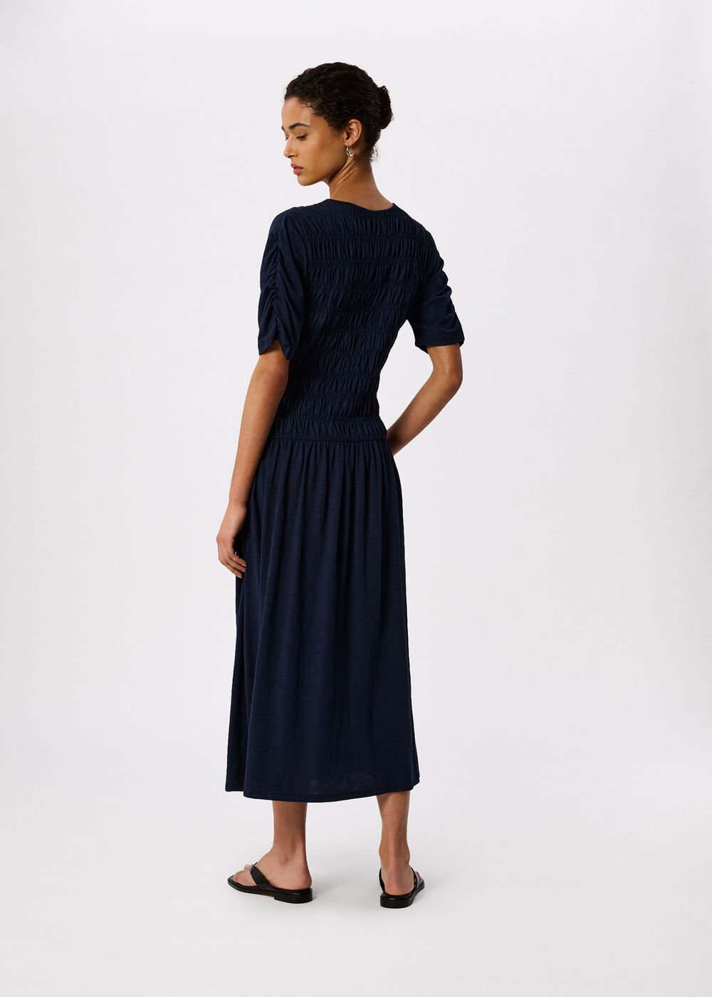 Jersey Shirred Midi Dress