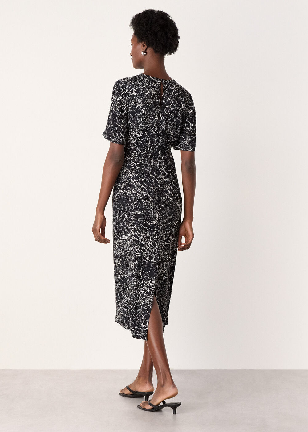 Crackle Print Twist Midi Dress