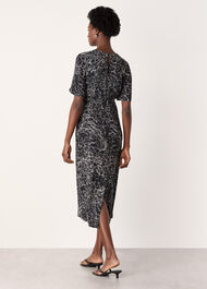 Crackle Print Twist Midi Dress