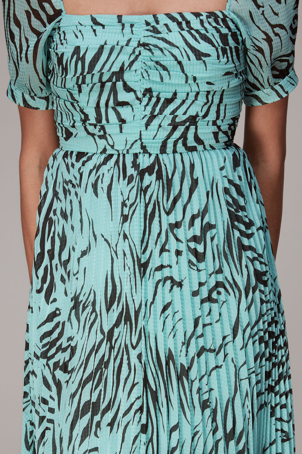 Mint Midnight Tiger Pleated Dress