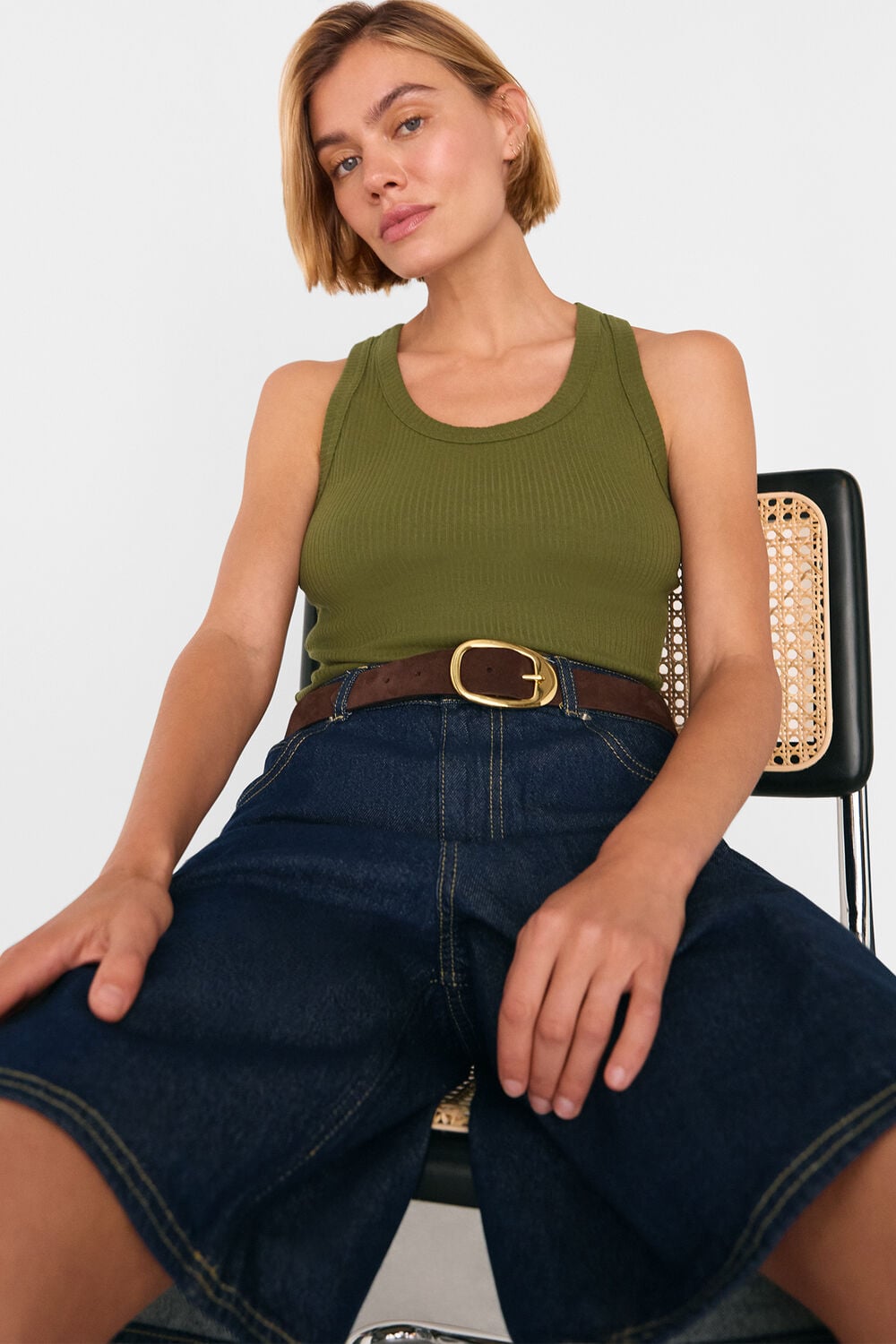 Khaki Ultimate Ribbed Scoop Vest