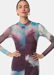 Oil Paint Print Mesh Dress