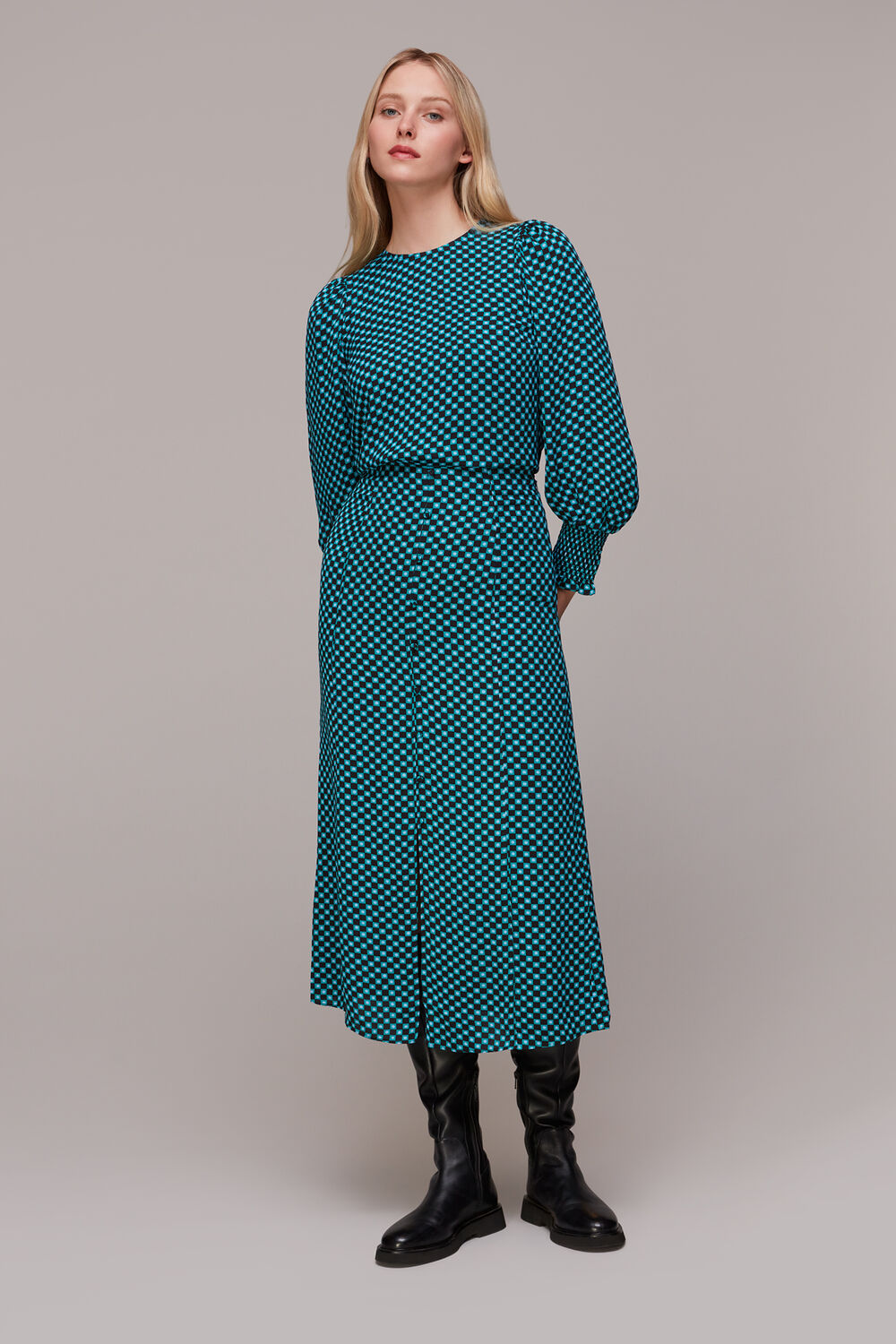Multicolour Star Check Button Front Skirt