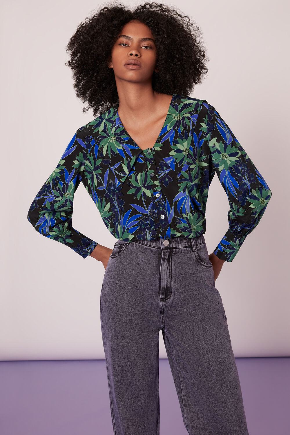 Scaling Blossom Silk Shirt