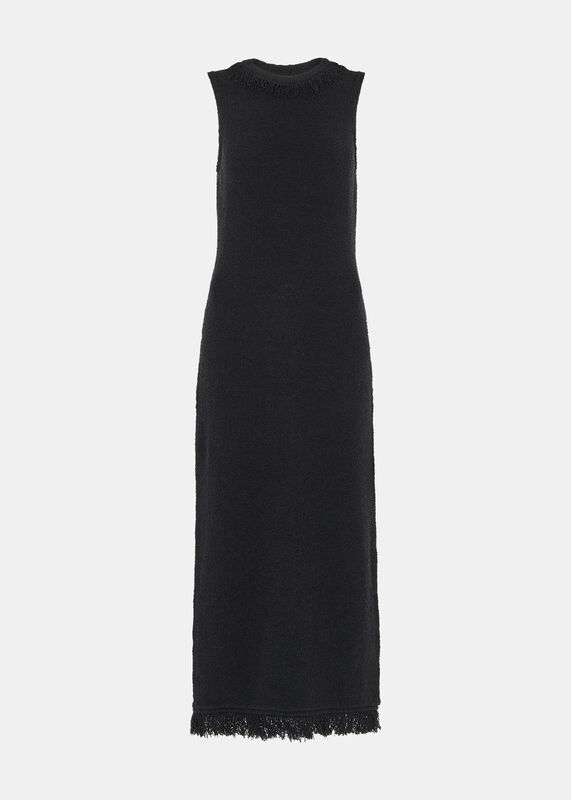 Black Fringe Detail Sweater Dress