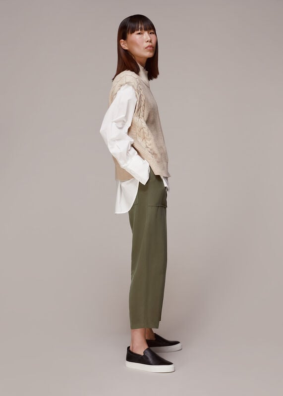 Khaki Madison Pocket Detail Pants 