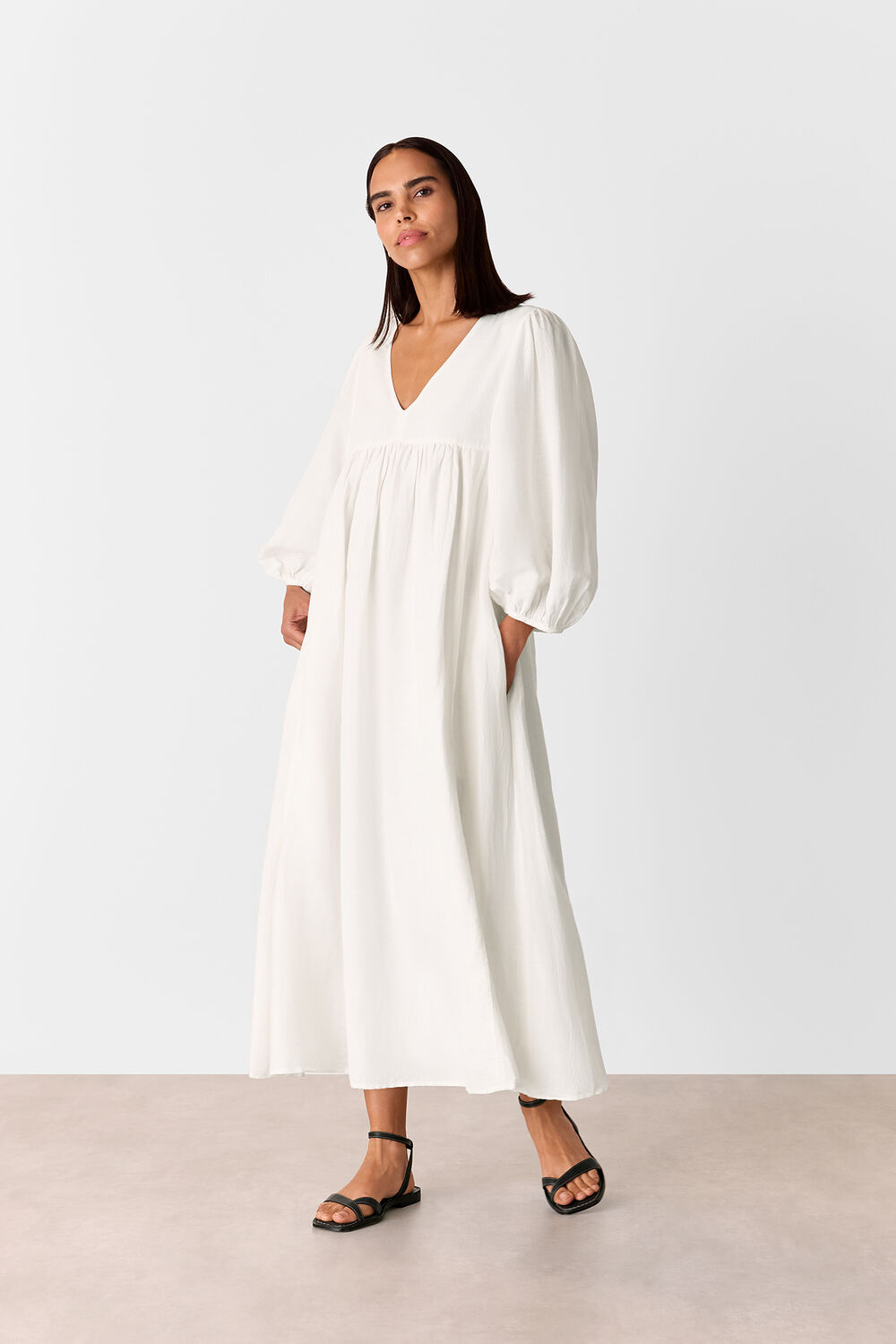 Ivory Gloria Linen Blend Dress