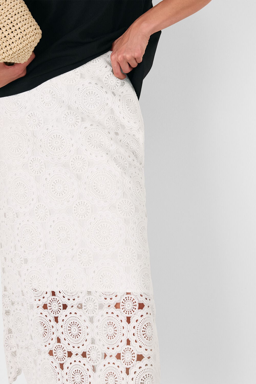 Lace Column Midi Skirt