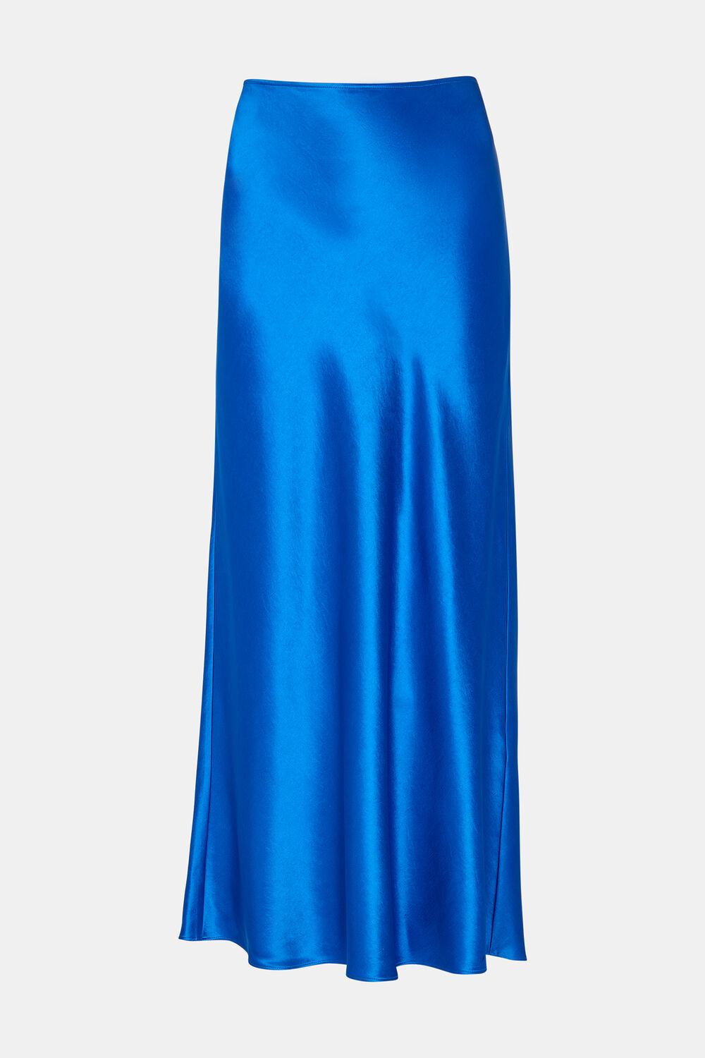 Blue Satin Bias Cut Skirt