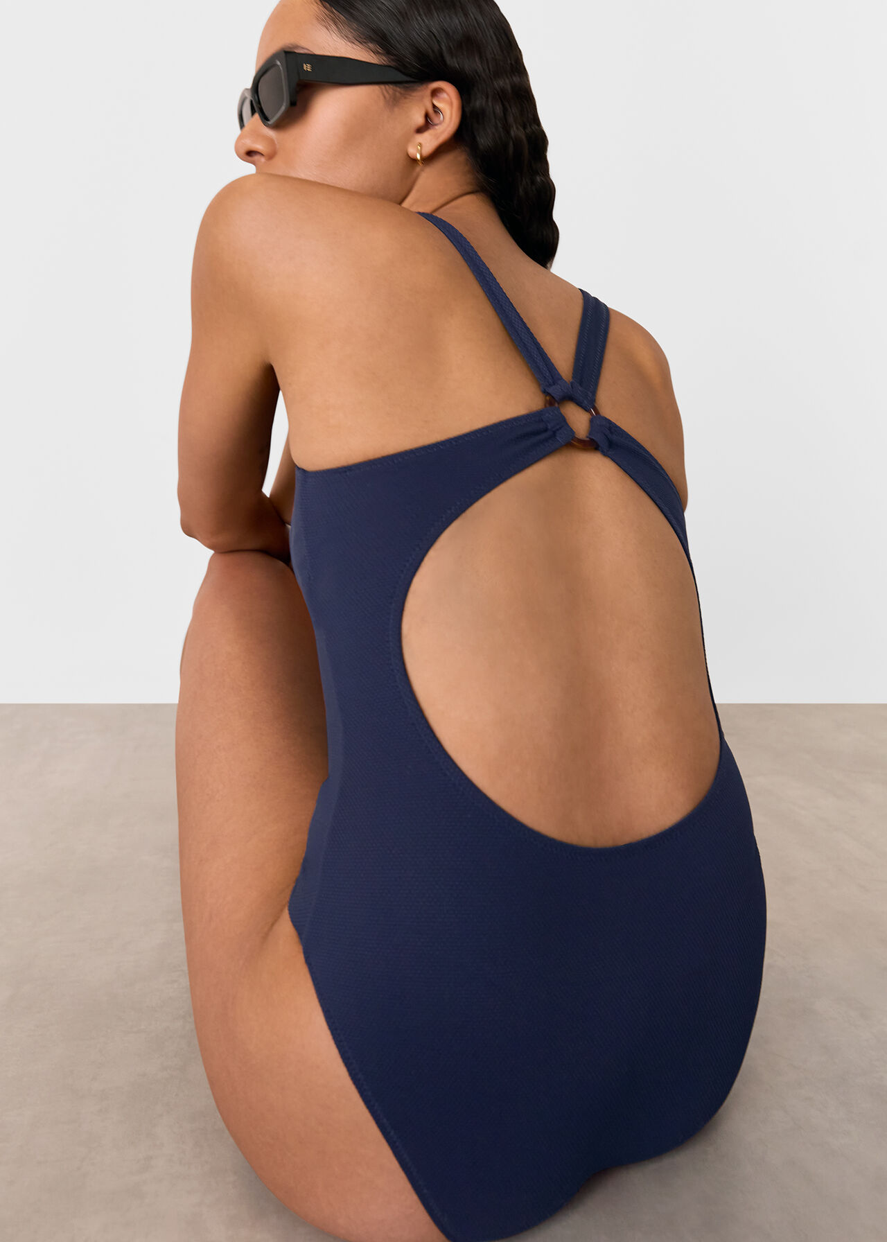 Textured Ring Detail Swimsuit