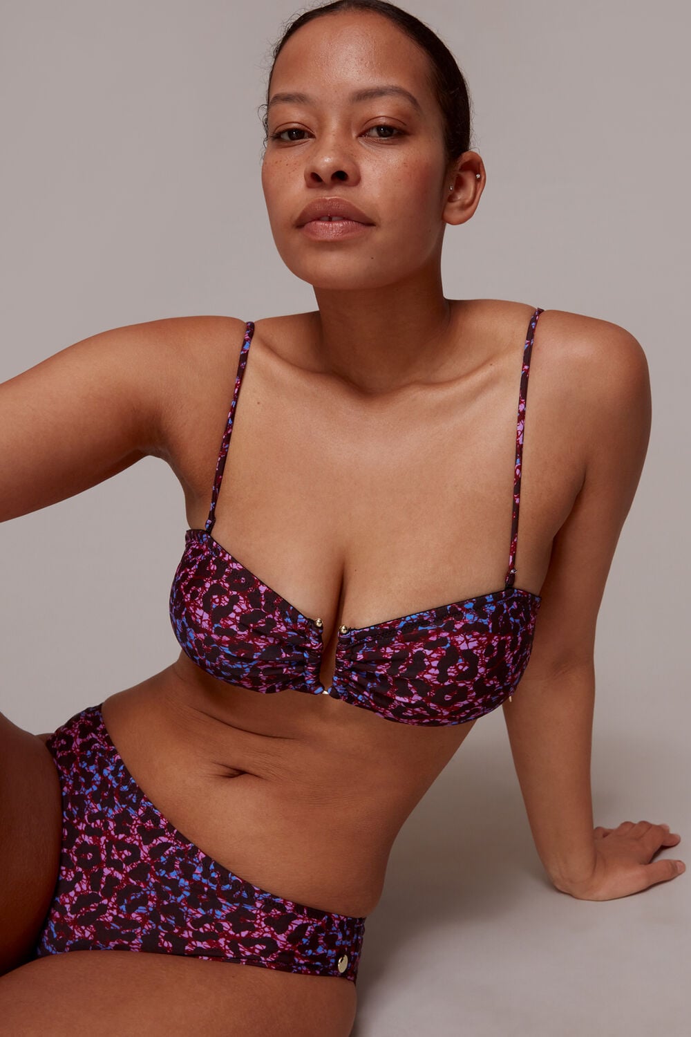Pink Animal Printed Bikini Top