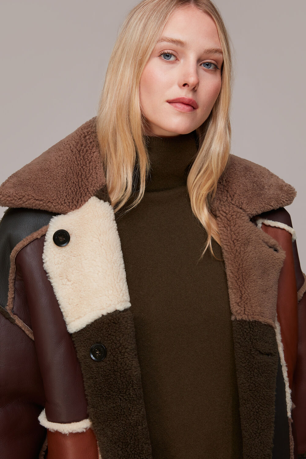Brown Reversible Patchwork Coat