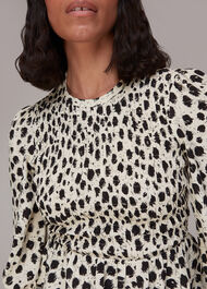 Brushed Dalmatian Shirred Top